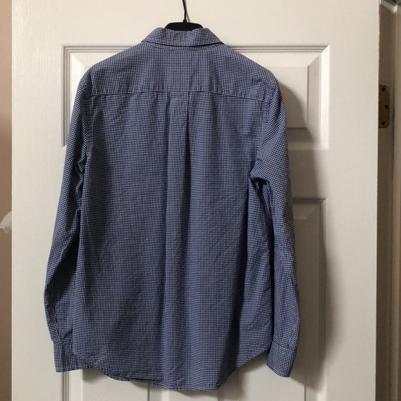 Ralph Lauren Boys' Gingham Button-Down Shirt and collar. Large 14-16.  Navy Blue - Picture 2 of 6